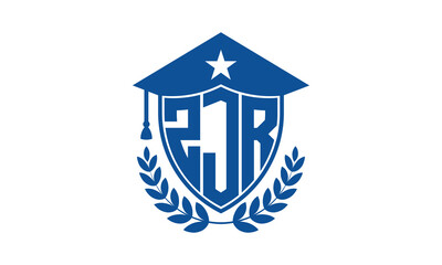 ZJR three letter iconic academic logo design vector template. monogram, abstract, school, college, university, graduation cap symbol logo, shield, model, institute, educational, coaching canter, tech