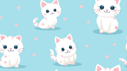 cute Cat is cartoon hand drawn style - Seamless tile. Endless and repeat print.