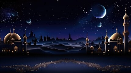 Arabian nights party background with copy space