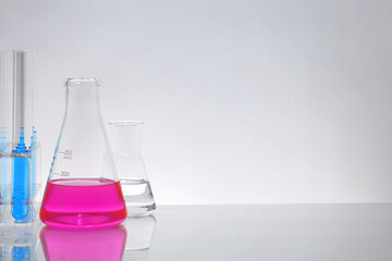 laboratory equipment on a laboratory table on a white background during the experiments