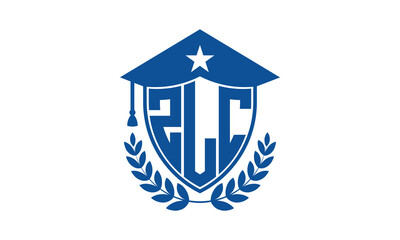 ZLC three letter iconic academic logo design vector template. monogram, abstract, school, college, university, graduation cap symbol logo, shield, model, institute, educational, coaching canter, tech