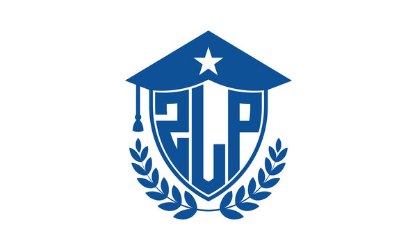 ZLP three letter iconic academic logo design vector template. monogram, abstract, school, college, university, graduation cap symbol logo, shield, model, institute, educational, coaching canter, tech
