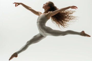 Portrait of teenage girl practicing rhythmic gymnastics in gym