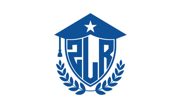 ZLR three letter iconic academic logo design vector template. monogram, abstract, school, college, university, graduation cap symbol logo, shield, model, institute, educational, coaching canter, tech