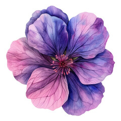 cute watercolor geranium flower isolated