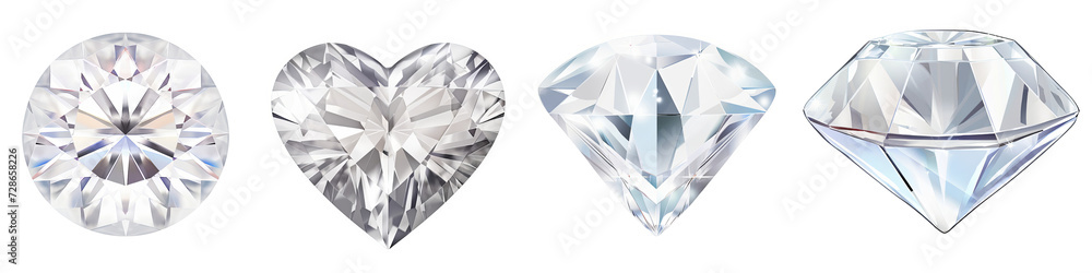 Wall mural colorless diamond clipart collection, vector, icons isolated on transparent background