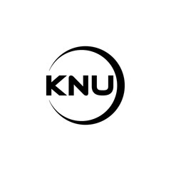 KNU letter logo design with white background in illustrator, cube logo, vector logo, modern alphabet font overlap style. calligraphy designs for logo, Poster, Invitation, etc.