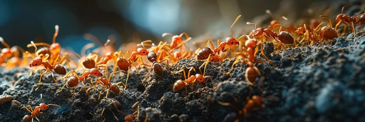Fotobehang red army ants on dirt in their colony © Brian
