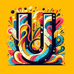 U typography, U logo ai vector illustration