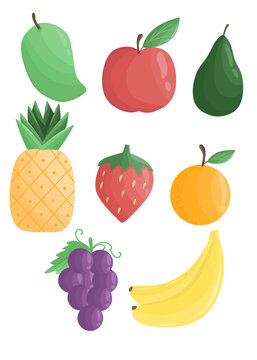 collection of fruits, set of fruits elements 