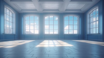 illustration of a vacant indoor space with a window.Generative AI