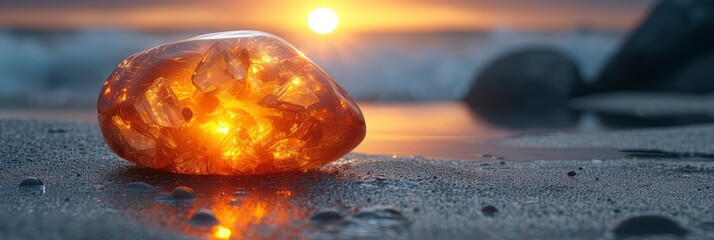 Sunlit Translucent Amber Stone, Background Image, Background For Banner, HD