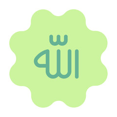 Allah calligraphy icon with flat color style