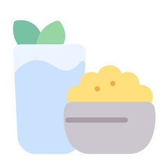 Iftar icon with flat color style