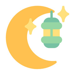 Islamic lantern icon with flat color style