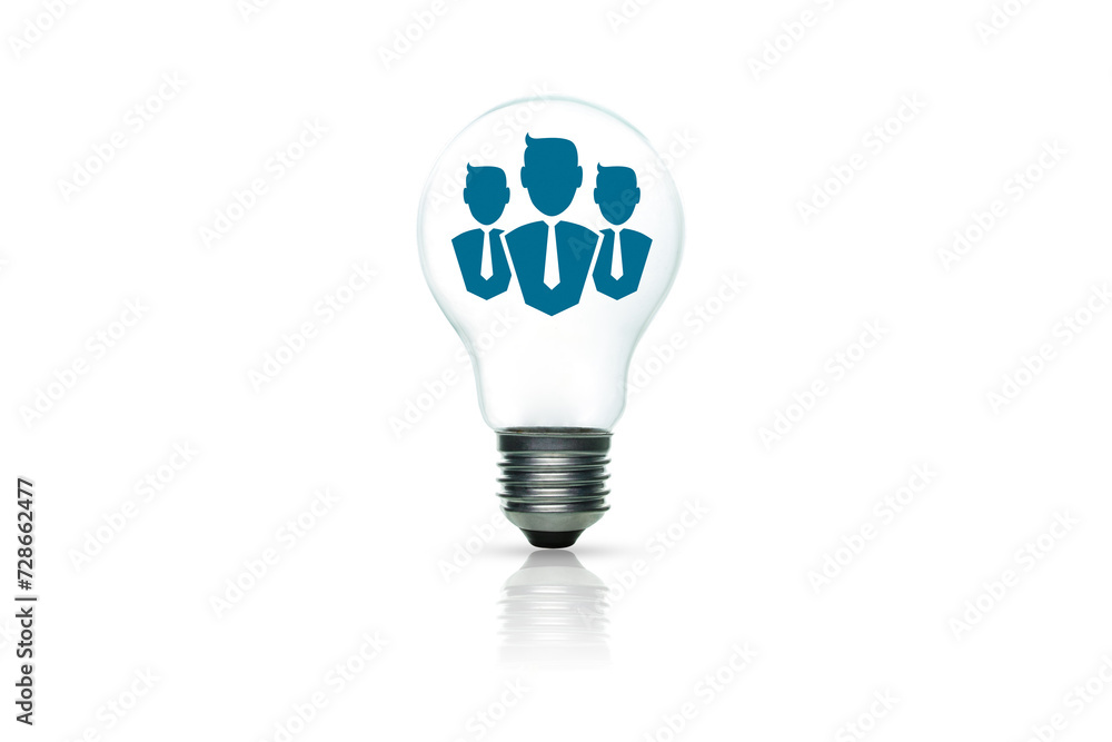 Wall mural light bulb with businessman symbol inside for creative idea and inspiration