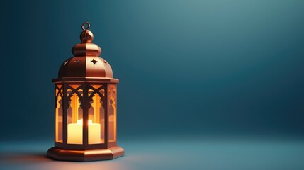 Ramadan lantern on gradient background.