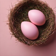 Light Easter Background Egg Nest Copy, Graphic Backgrounds, Art
