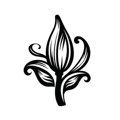 Black and White Flower on a White Background