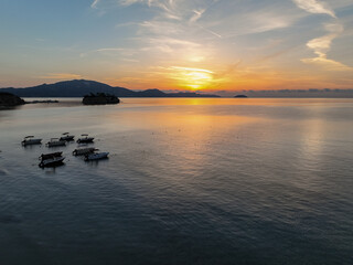 Greek island with wooden bridge. Cameo island in Greece. Sunrise on Cameo island in Greece. Cameo Wedding Island in Zakynthos, Greece.