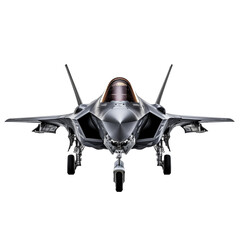 Aerial Dominance: F-35 Fighter Jet isolated on transparent and white background. Ideal for use in advertising. Generative ai - obrazy, fototapety, plakaty