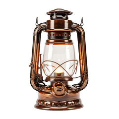 Antique oil lamp isolated on transparent and white background. Ideal for use in advertising. Generative ai