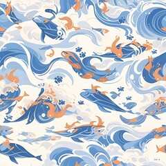 Abstract Ocean and Marine Life Pattern