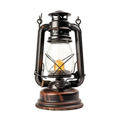 Old oil lamp isolated on transparent and white background. Ideal for use in advertising. Generative ai
