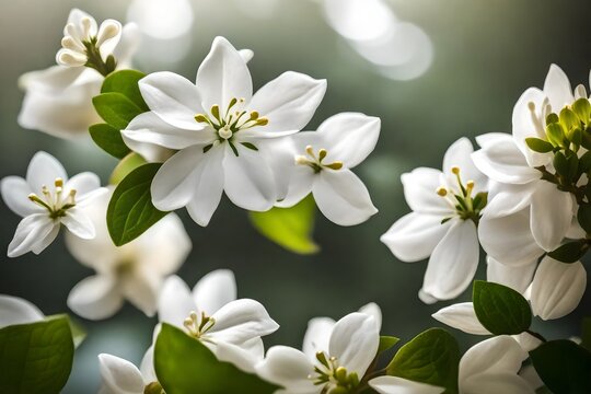 white flowers on green background