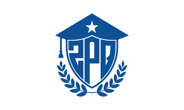ZPQ three letter iconic academic logo design vector template. monogram, abstract, school, college, university, graduation cap symbol logo, shield, model, institute, educational, coaching canter, tech