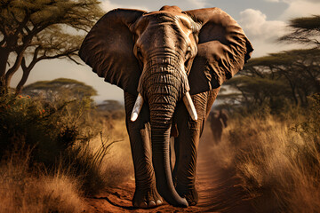 Majestic Elephant in the Savanna: