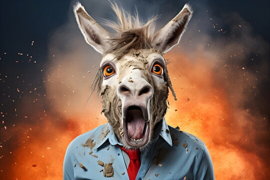 donkey head burn and explode
