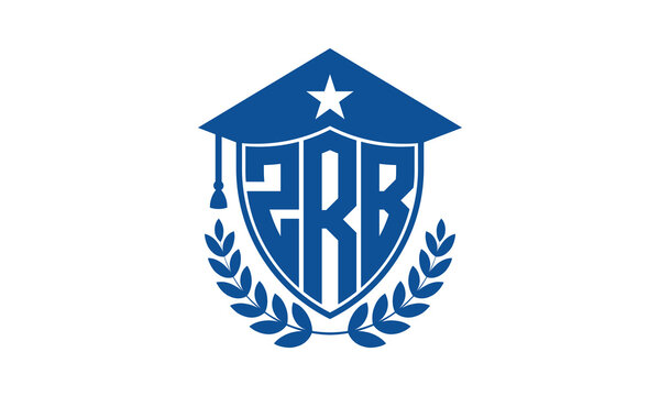 ZRB three letter iconic academic logo design vector template. monogram, abstract, school, college, university, graduation cap symbol logo, shield, model, institute, educational, coaching canter, tech
