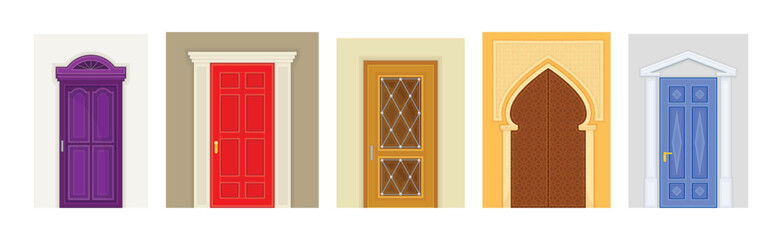 Different Door and Building Entry with Knob Vector Set