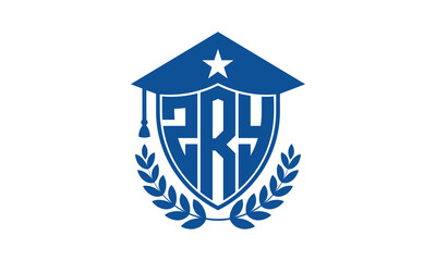 ZRY three letter iconic academic logo design vector template. monogram, abstract, school, college, university, graduation cap symbol logo, shield, model, institute, educational, coaching canter, tech