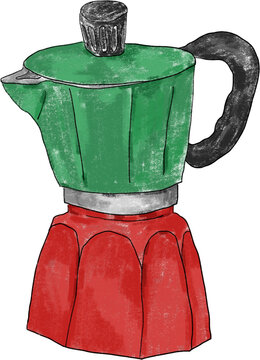 hand drawn illustration of a Moka pot