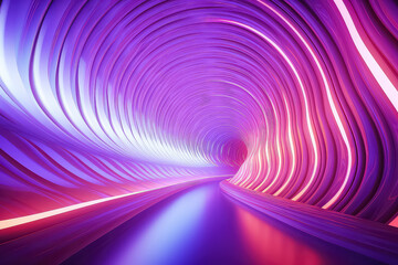 Abstract blue neon purple swirl twisted abstract tunnel background.