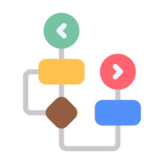 Flowchart icon with flat color style