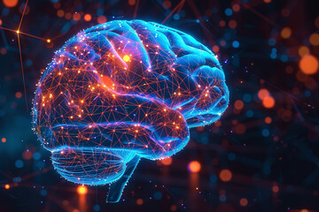 Futuristic virtual hologram brain for artificial intelligence concept