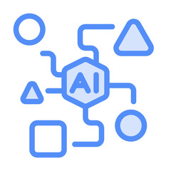 Artificial intelligence icon with lineal color style