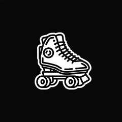 Original vector illustration. A contour icon. Vintage roller skates.
