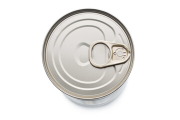 Round tin can mockup isolated on white