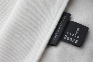 Size label white cotton fabric