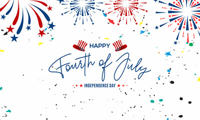  happy 4th of July independence day with firework , vektor background, poster, banner, flyer, template .