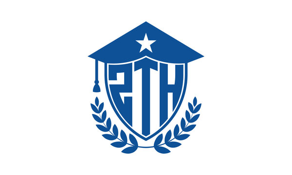 ZTH three letter iconic academic logo design vector template. monogram, abstract, school, college, university, graduation cap symbol logo, shield, model, institute, educational, coaching canter, tech