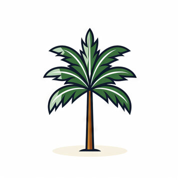 Stylized Cartoon Palm Tree on Plain Background

