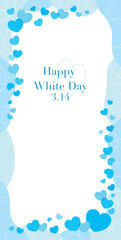 かわいいハートと雲形シェイプのホワイトデー縦長フレーム/ブルー