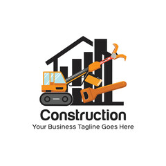 Flat design logo for construction company