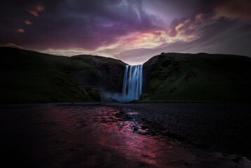 sunrise over the waterfall 