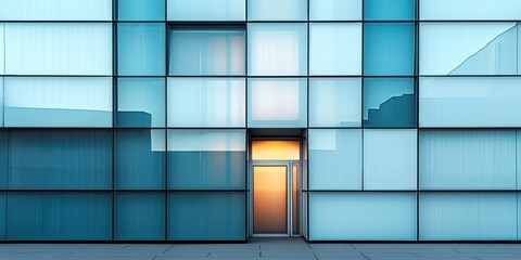 Close up of modern architecture in an industrial or office building with a metal wall glass door and a hi tech geometric steel structure featuring rectangles and parallel lines, Generative AI - obrazy, fototapety, plakaty
